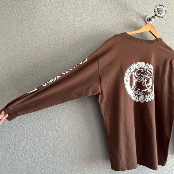 Vintage Mammoth Mtn CA Shirt Hanes Beefy T Brown Snowboard Ski Long Sleeve Sz XL - Picture 2 of 8